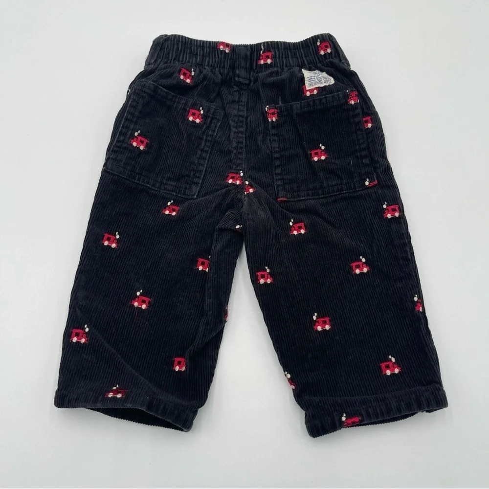 Vtg Oshkosh Toddler Boys Size 12 mos Black Corduroy Train Pants w/Sweater Vest